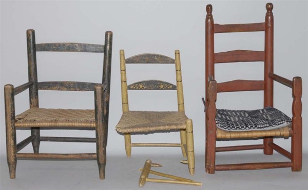 LOT OF 3: CHILDRENS WOODEN CHAIRS.               