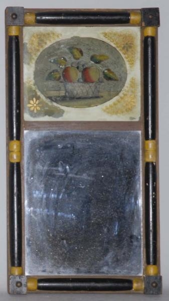 PAINTED WOODEN MIRROR WITH REVERSE PAINTING.      