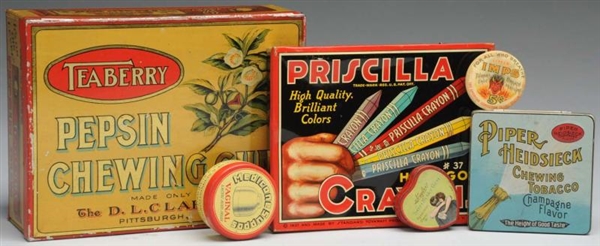 LOT OF 6: ASSORTED ADVERTISING TINS.              