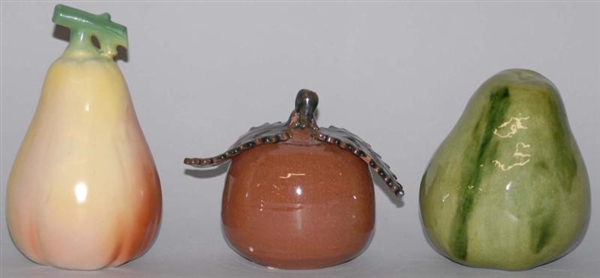 LOT OF 3: POTTERY FRUIT BANKS.                    