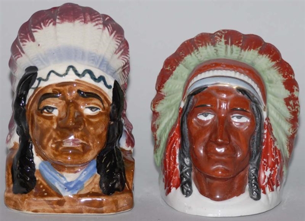 LOT OF 2: POTTERY INDIAN HEAD STILL BANKS.        