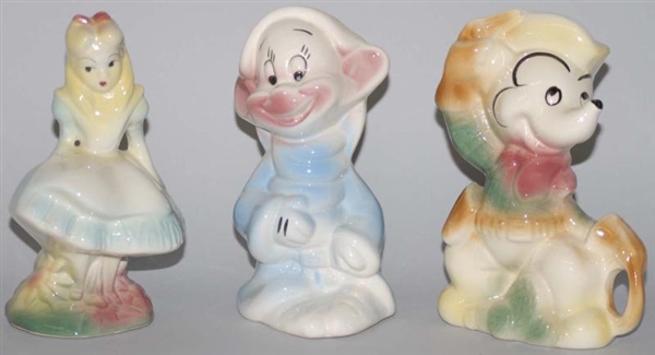 LOT OF 3: POTTERY CHARACTER STILL BANKS.          