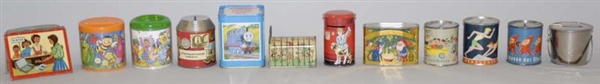 LOT OF 12: TIN ASSORTED STILL BANKS.              