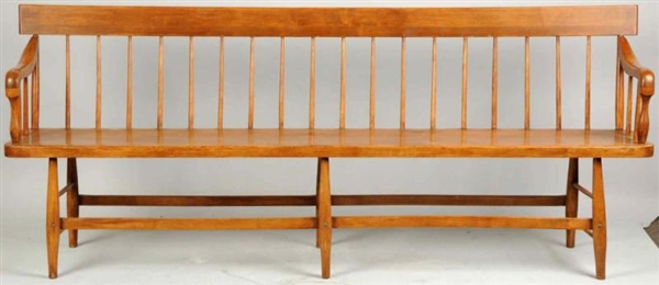 WOODEN SPINDLE-BACK SETTEE BENCH.                 