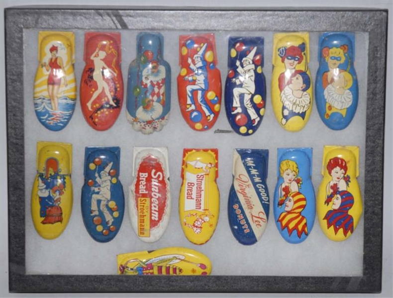 LOT OF 15: TIN LITHO LARGER-SIZE CLICKER TOYS.    