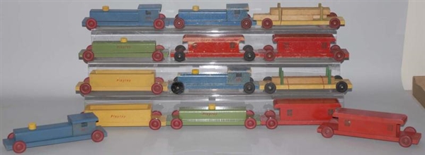 LOT OF EARLY WOODEN VEHICLE TOYS.                 