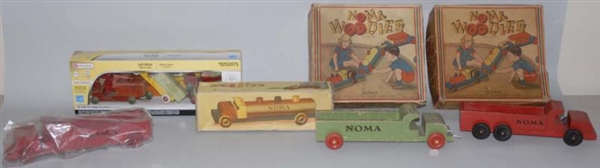 LOT OF VINTAGE WOODEN VEHICLE TOYS.               