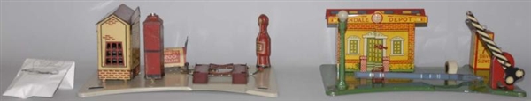 LOT OF 2: PRESSED STEEL MARX STATION TOYS.        