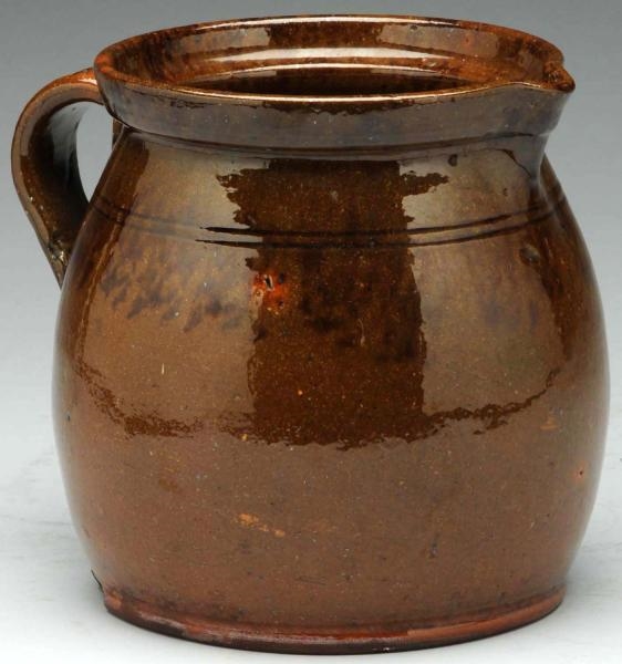EXTREMELY RARE SIGNED AMERICAN REDWARE BEAN POT.  
