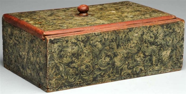 HAND-PAINTED PRIMITIVE WOODEN BOX WITH LID.       