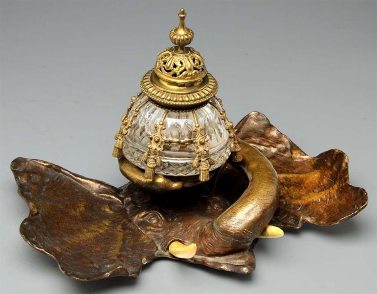 MAGNIFICENT ELEPHANT INKWELL.                     