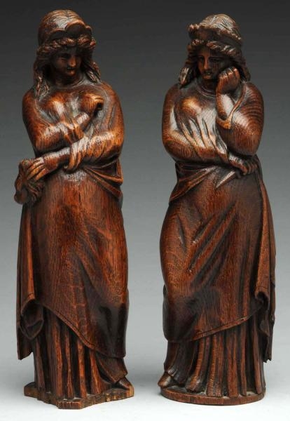 PAIR OF FIGURE CARVINGS FROM AN ENGLISH CHURCH.   