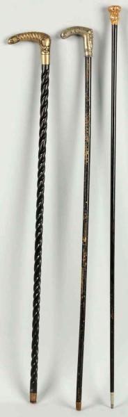LOT OF 3: WOODEN CANES.                           