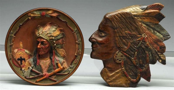 LOT OF 2: INDIAN HEAD PLAQUES.                    