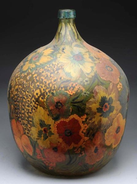 LARGE GLASS PAINTED VASE.                         