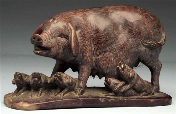 CARVED PIG WITH PIGLETS.                          