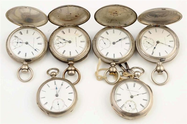 LOT OF 6: HUNTING CASE & OPEN FACE POCKET WATCHES 