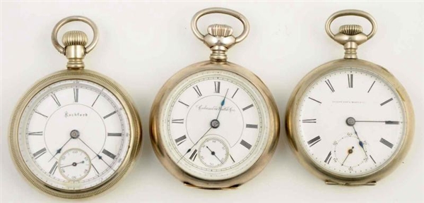 LOT OF 3: OPEN FACE POCKET WATCHES.               