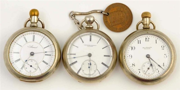 LOT OF 3: OPEN FACE POCKET WATCHES.               