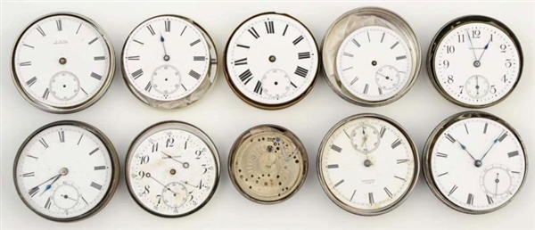 LOT OF 10: POCKET WATCH MOVEMENTS.                