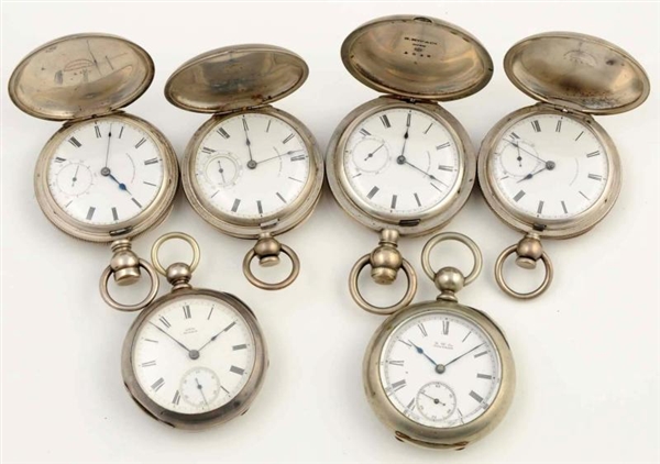 LOT OF 6: OPEN FACE & HUNTING CASE POCKET WATCHES 