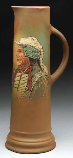 WELLER DICKENSWARE TANKARD WITH INDIAN.           