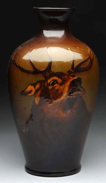 ROSEVILLE ROZANE VASE WITH STAG.                  