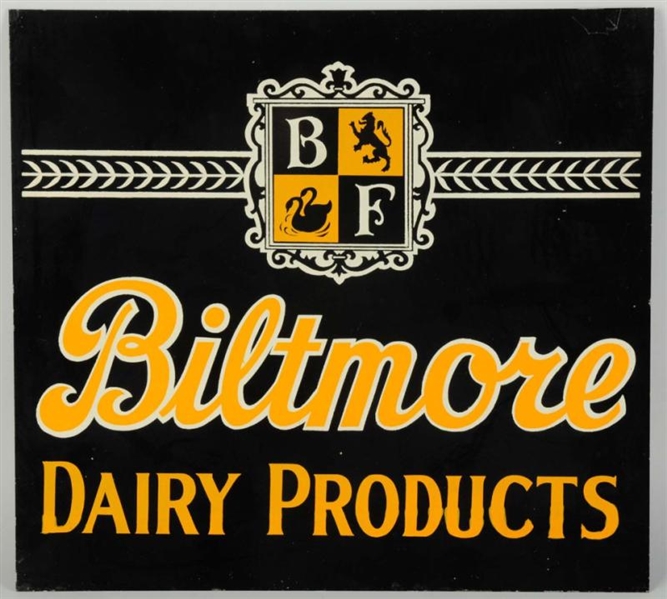 TIN BILTMORE DAIRY PRODUCTS DOUBLE-SIDED SIGN.    