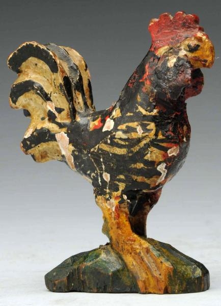 19TH CENTURY WOOD CARVING OF ROOSTER.             