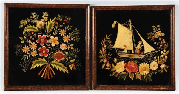 PAIR OF FRAMED NEEDLEWORK PICTURES.               