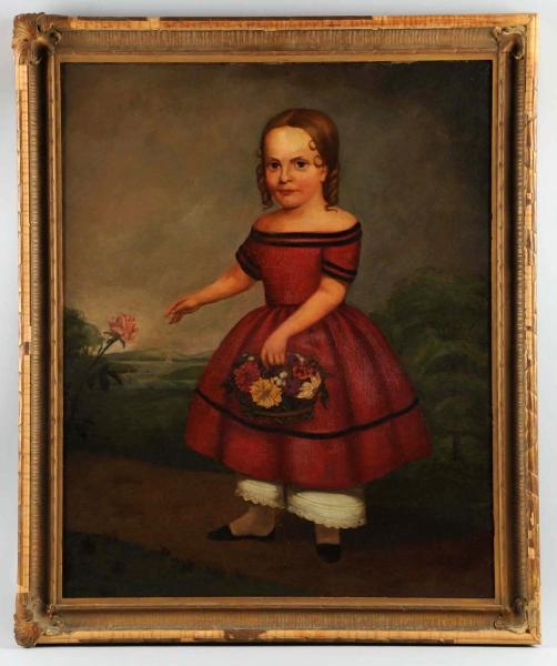 OUTSTANDING & RARE CANVAS OF YOUNG GIRL.          