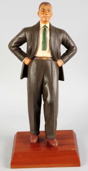 CARVED WOODEN MENSWEAR STORE DISPLAY FIGURE.      
