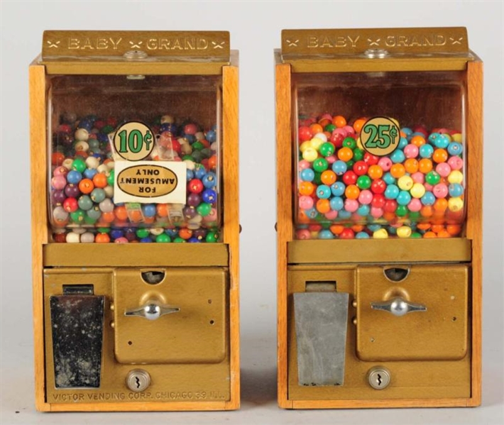LOT OF 2: GOLD FRONT VICTOR VENDING MACHINES.     