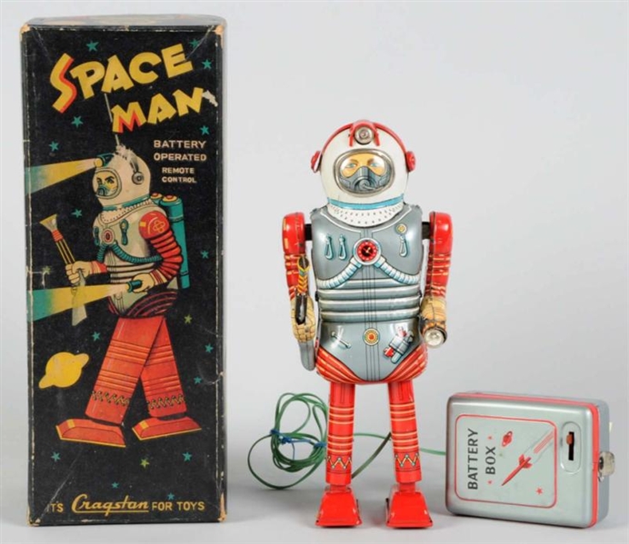 TIN LITHO BATTERY-OPERATED SPACEMAN.              