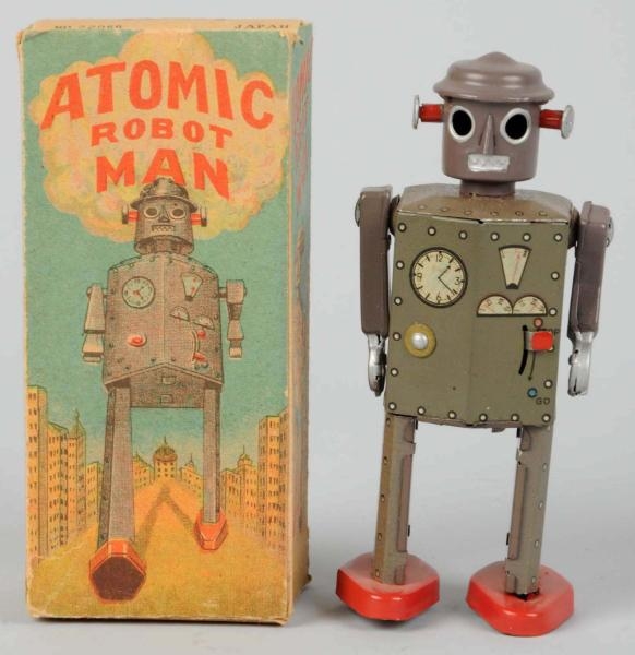 TIN LITHO WIND-UP ATOMIC ROBOT MAN.               
