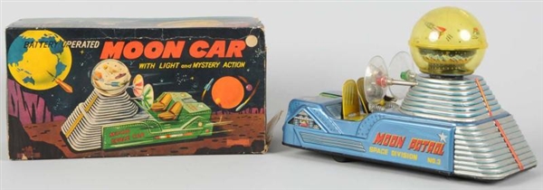TIN LITHO BATTERY-OPERATED MOON CAR.              