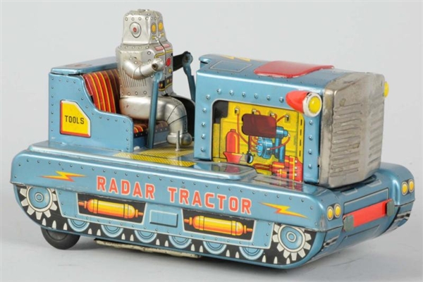 TIN LITHO BATTERY-OPERATED RADAR TRACTOR.         