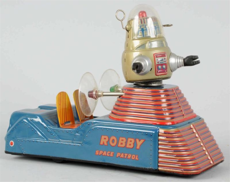 TIN LITHO BATTERY-OPERATED ROBBY SPACE PATROL.    