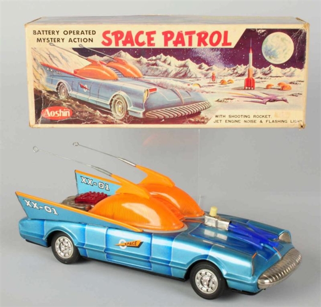 TIN LITHO & PLASTIC BATTERY-OPERATED SPACE PATROL 