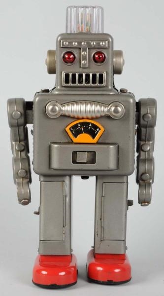 TIN PAINTED BATTERY-OPERATED SMOKING ROBOT.       