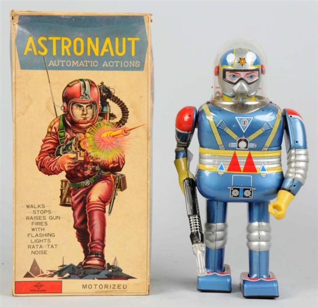 TIN LITHO & PAINTED ASTRONAUT IN BLUE.            