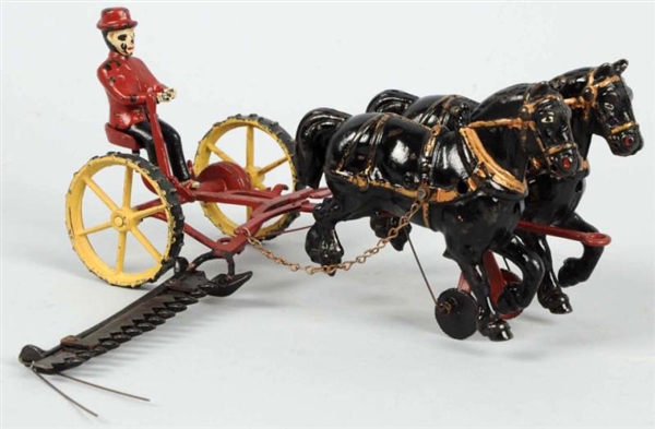CAST IRON WILKINS HORSE-DRAWN HAY CUTTER TOY.     
