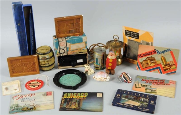 BOX OF ASSORTED WORLDS FAIR ITEMS.               