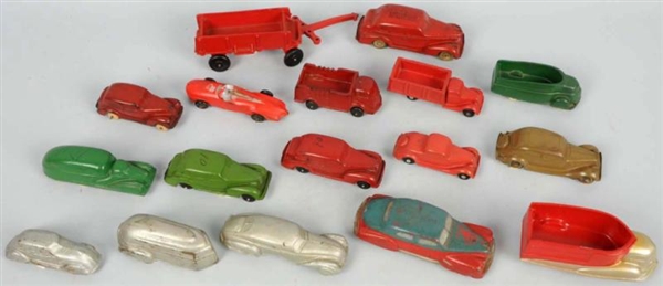 LOT OF 17: MISCELLANEOUS RUBBER VEHICLE TOYS.     