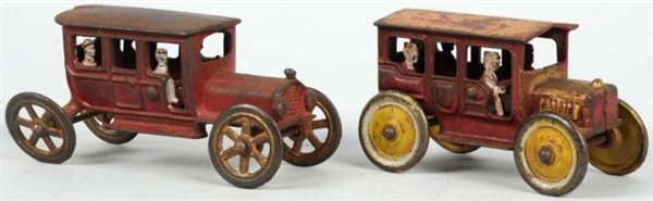 LOT OF 2: EARLY CAST IRON AUTOMOBILE TOYS.        