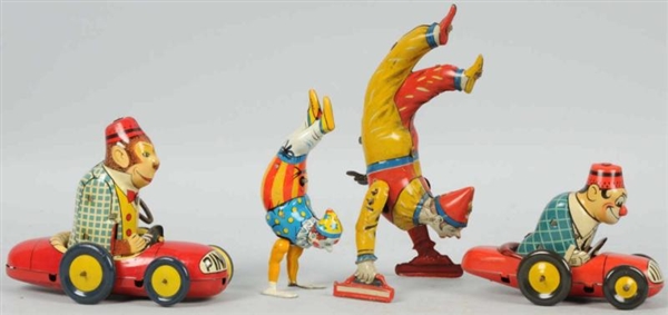 LOT OF 4: TIN LITHO FIGURAL WIND-UP TOYS.         