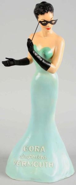 HARD RUBBER ADVERTISING FIGURE OF "MISS CORA".    