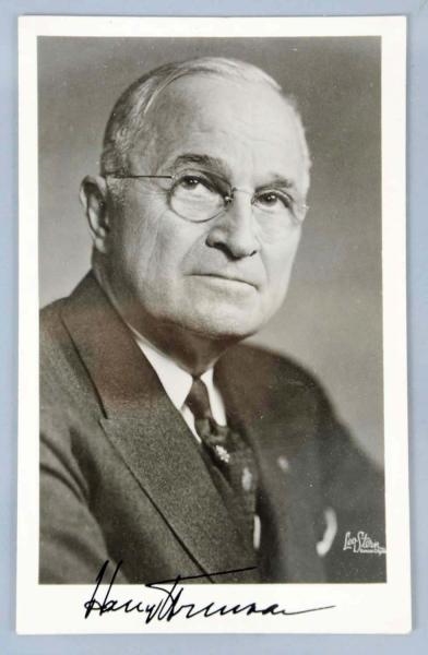 AUTOGRAPHED PHOTO & SKETCH OF HARRY TRUMAN.       