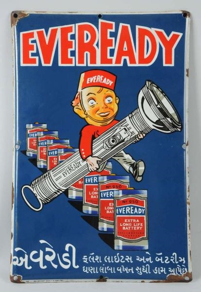 PORCELAIN EVER READY BATTERY SIGN.                