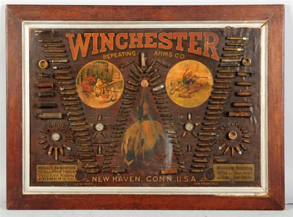 WINCHESTER ARMS EARLY BULLET BOARD DISPLAY SIGN.  